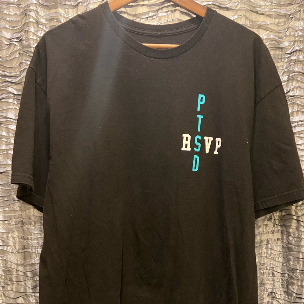 RSVP Gallery Black T-Shirt with Writing Preowned Size XL Men Short Sleeve
